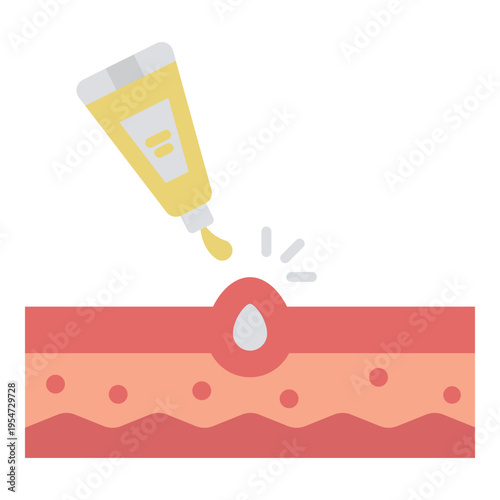 Acne Treatment Cream Application on Skin Illustration