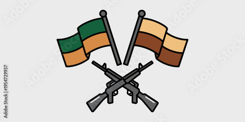 Crossed rifles with Irish and other flag