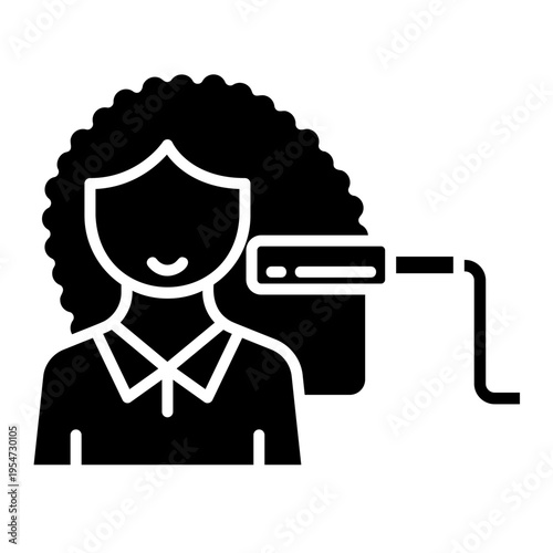 Woman Straightening Curly Hair with Flat Iron Icon