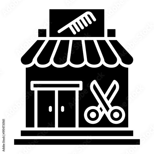 Barber Shop Icon with Scissors and Comb Sign