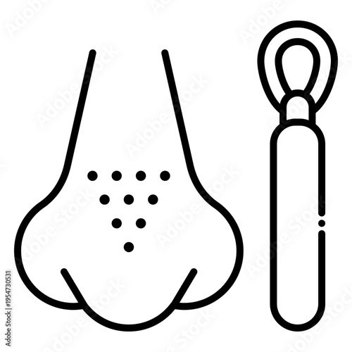 Blackheads Removal Tool on Nose Illustration
