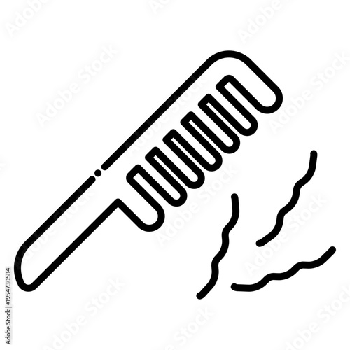 Hair Loss Concept: Comb with Fallen Hair Strands Icon