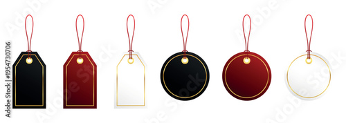 set of different blank paper tag labels isolated vector illustration
