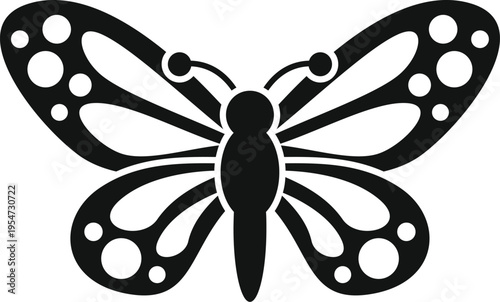 Butterfly vector icon featuring abstract wings and antennae on a white background
