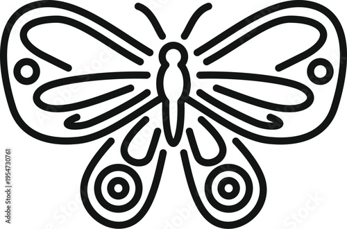 Butterfly line art drawing creating a simple insect icon