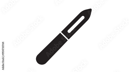 Peeler kitchen utensil with a sharp blade for vegetables and fruits, isolated simple black icon featuring tool, cooking, food preparation with