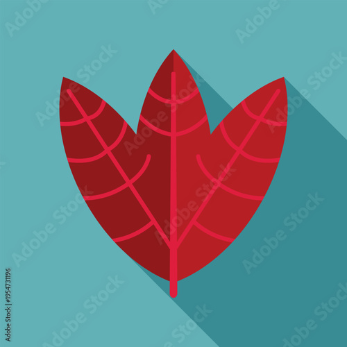 Red autumn leaf with veins showing seasonal nature and tree foliage