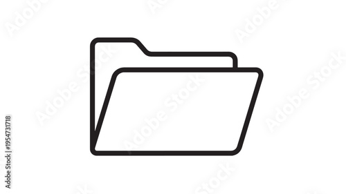 Folder icon with clean black outline for digital organization and data storage on a white background, representing files.
