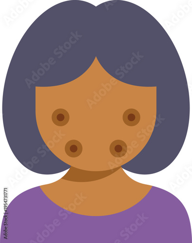 Woman having facial skin problems visible on her face