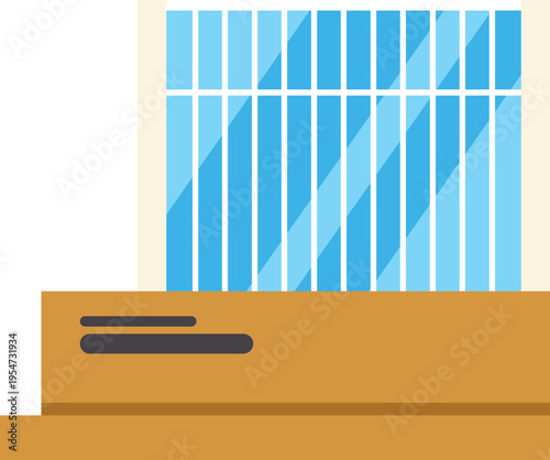 Modern architectural element displaying a flat design window structure and balcony