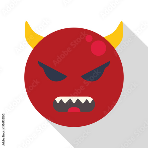 Red horned emoji showing an angry face with bared teeth on a white background