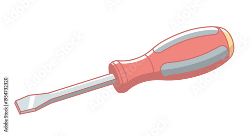 Flathead screwdriver with red handle.