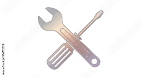 Wrench and screwdriver crossed tools.