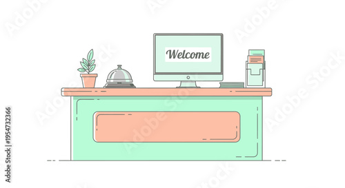 Reception Desk with Computer Screen.