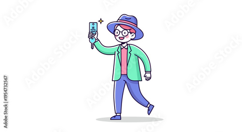 Man taking selfie with smartphone.