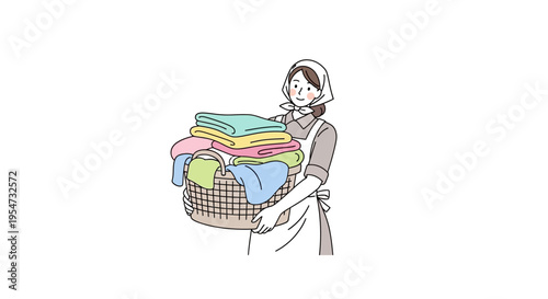 Woman holding a laundry basket.