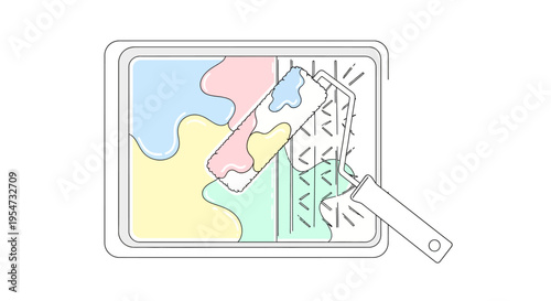 Paintbrush painting colorful abstract art.