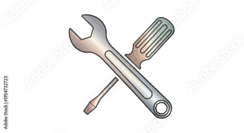 Wrench and screwdriver crossed tools.
