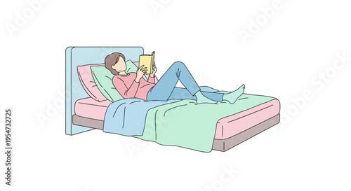 Woman Relaxing on Bed with Cat.