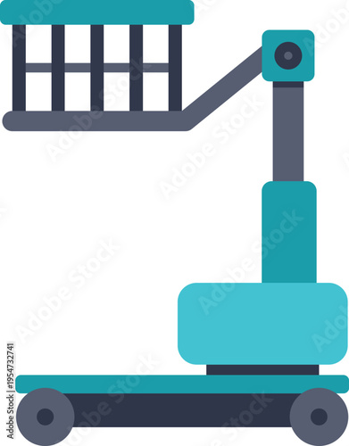 Industrial lifting platform with a basket for construction or maintenance purposes shown as an icon