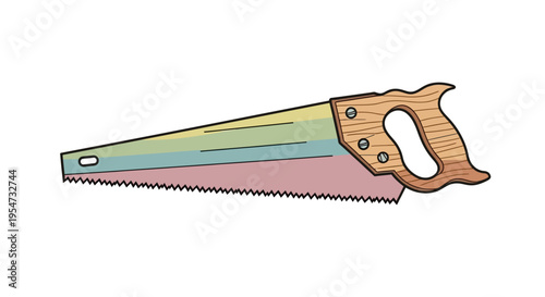 Vintage handsaw with wooden handle.