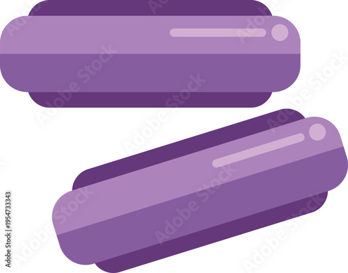 Two purple eclairs on a white background, embodying french pastry elegance and sweet dessert joy
