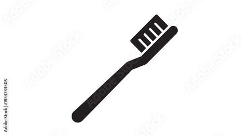 Toothbrush icon with black bristles and handle, representing dental hygiene and oral care services. featuring symbol, clean, health with medical and