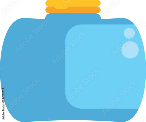 Blue water storage container with yellow cap on white background