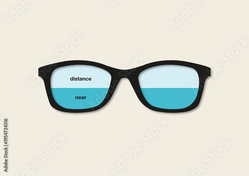 Bifocal glasses, illustration