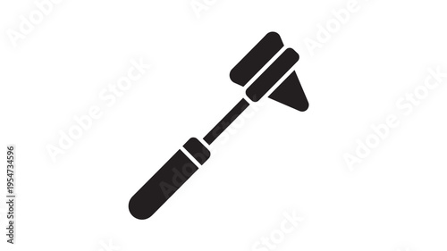 Percussion hammer, neurological reflex medical instrument for doctor examination, simple black icon on white background.