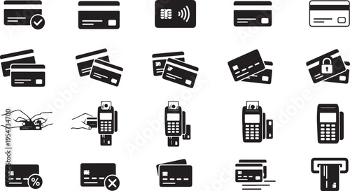 Collection of various payment and communication icons