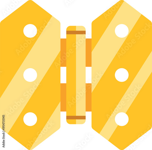 Golden door hinge icon representing connection, carpentry, and maintenance