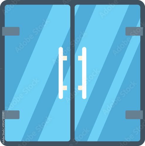 Glass double door with handles for office or shop entrance