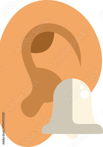 Human ear showing a bell icon representing tinnitus or notification sounds