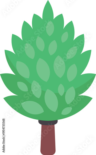 Green plant illustration with leaves and trunk on white background