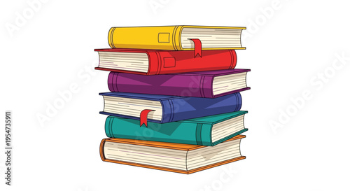 Stack of Colorful Books Vector Illustration - Educational Concept Art for Literacy, Learning, and Libraries