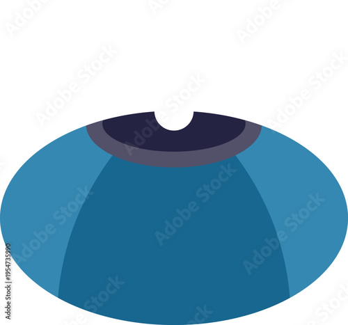 Blue stylized eye with pupil and iris looking directly ahead, symbolizing vision
