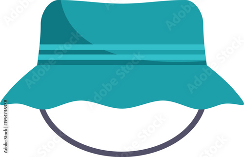 Blue bucket hat icon on white background, showing sun protection gear