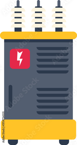 Electric transformer icon representing voltage, electrical energy, power, and industrial equipment