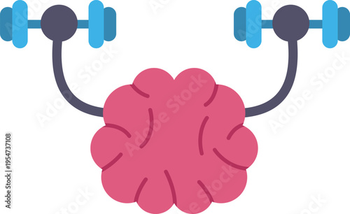 Brain exercising with dumbbells representing memory improvement and smart thinking