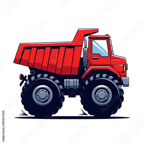 A red cartoon dump truck vehicle.