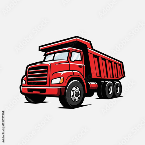 A red dump truck on the road.