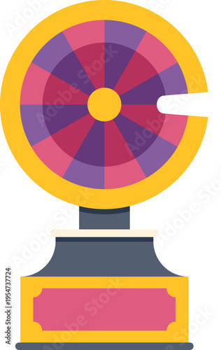 Spinning wheel of fortune trophy for winning prizes and games
