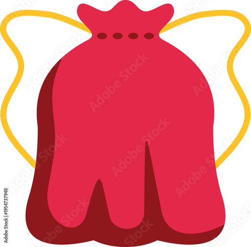 Red drawstring pouch for gifts, lucky money, or small valuables in a flat vector style