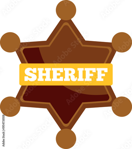 Sheriff star badge symbolizing law enforcement, justice, and cowboy culture