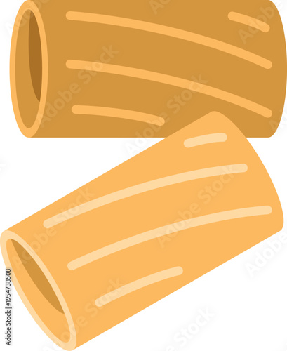 Two rigatoni pasta tubes representing italian cuisine