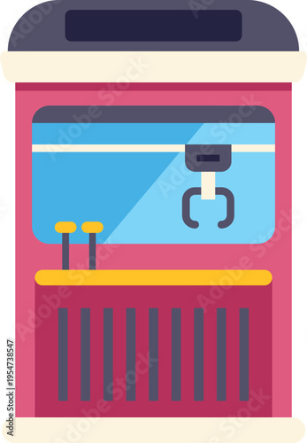 Arcade claw machine with controls and a prize picking crane