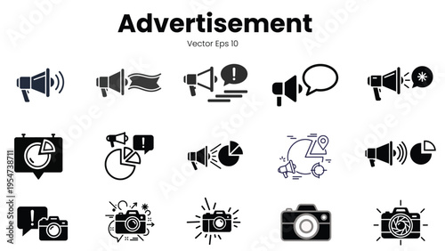 Advertising icons set for marketing and promotion