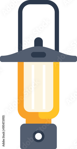 Camping lantern producing light icon flat design
