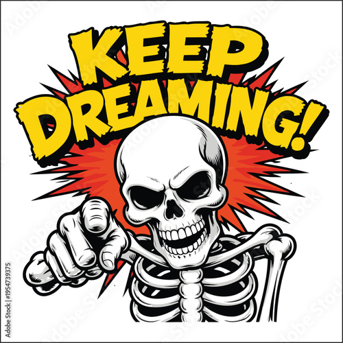 Funny Seriously Skeleton Meme Design with Sarcastic Expression and Comic Burst Text